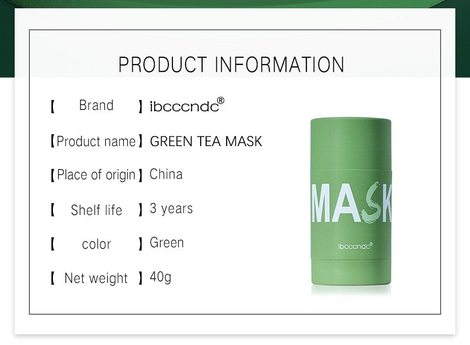IBCCCNDC Face Mask Green Tea Clay Oil Control Deep Cleaning Blackhead Remover Purifying Shrinks Pores Nourishing Acne Treatment
