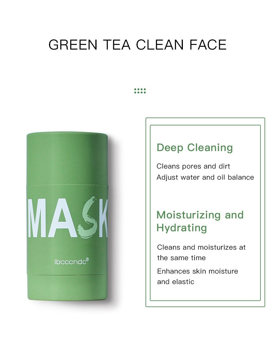 IBCCCNDC Face Mask Green Tea Clay Oil Control Deep Cleaning Blackhead Remover Purifying Shrinks Pores Nourishing Acne Treatment