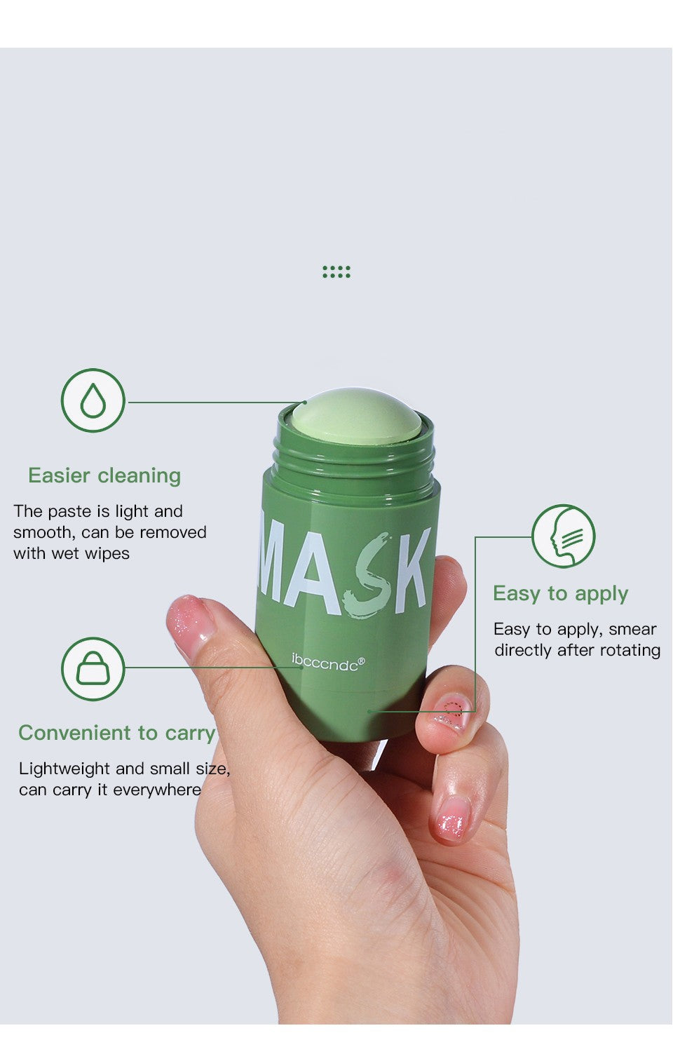 IBCCCNDC Face Mask Green Tea Clay Oil Control Deep Cleaning Blackhead Remover Purifying Shrinks Pores Nourishing Acne Treatment