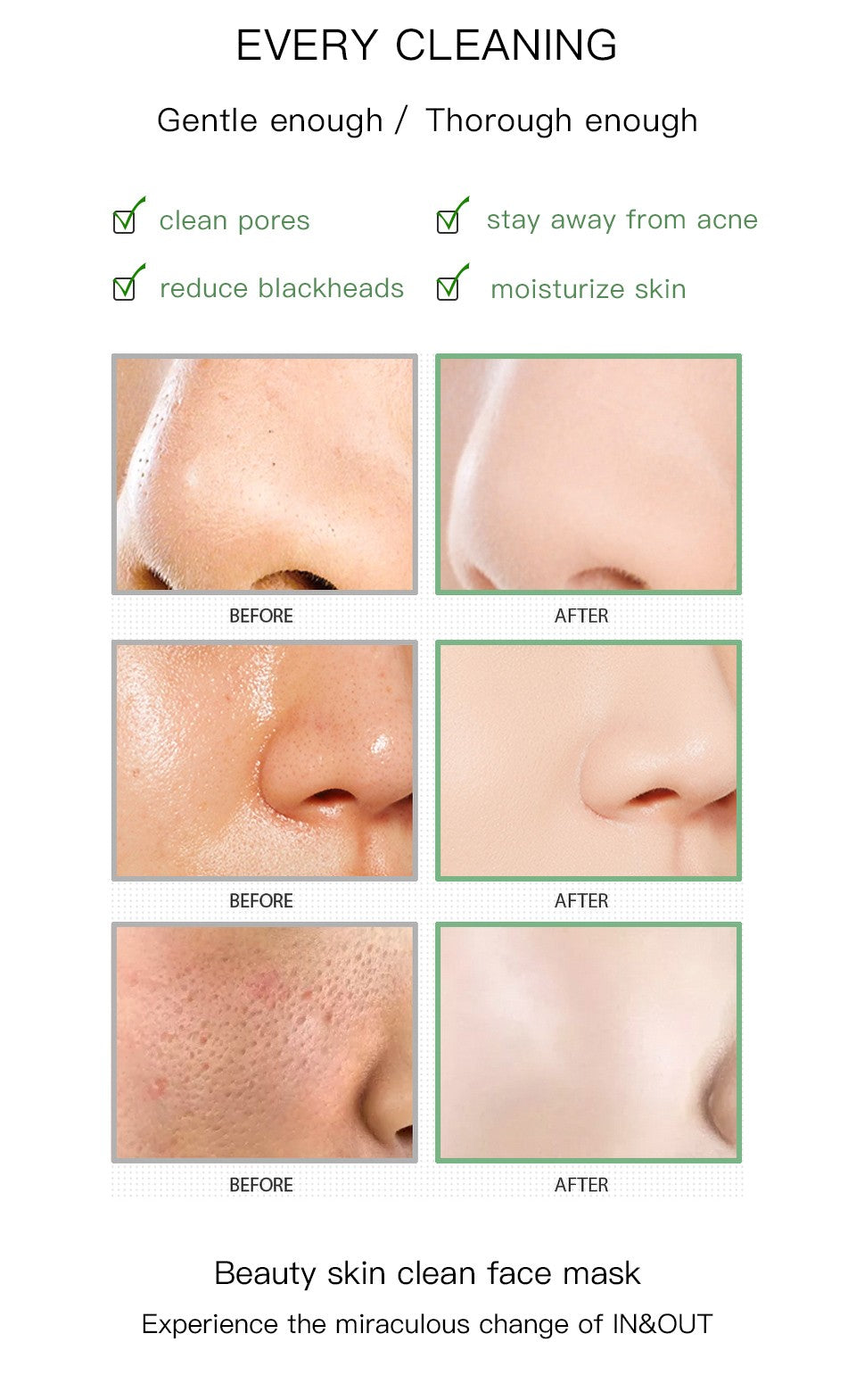 IBCCCNDC Face Mask Green Tea Clay Oil Control Deep Cleaning Blackhead Remover Purifying Shrinks Pores Nourishing Acne Treatment