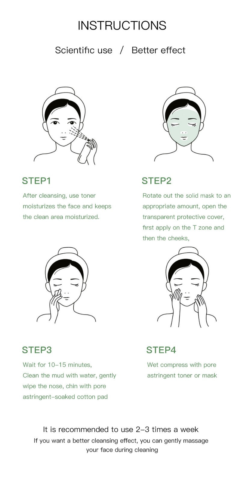 IBCCCNDC Face Mask Green Tea Clay Oil Control Deep Cleaning Blackhead Remover Purifying Shrinks Pores Nourishing Acne Treatment