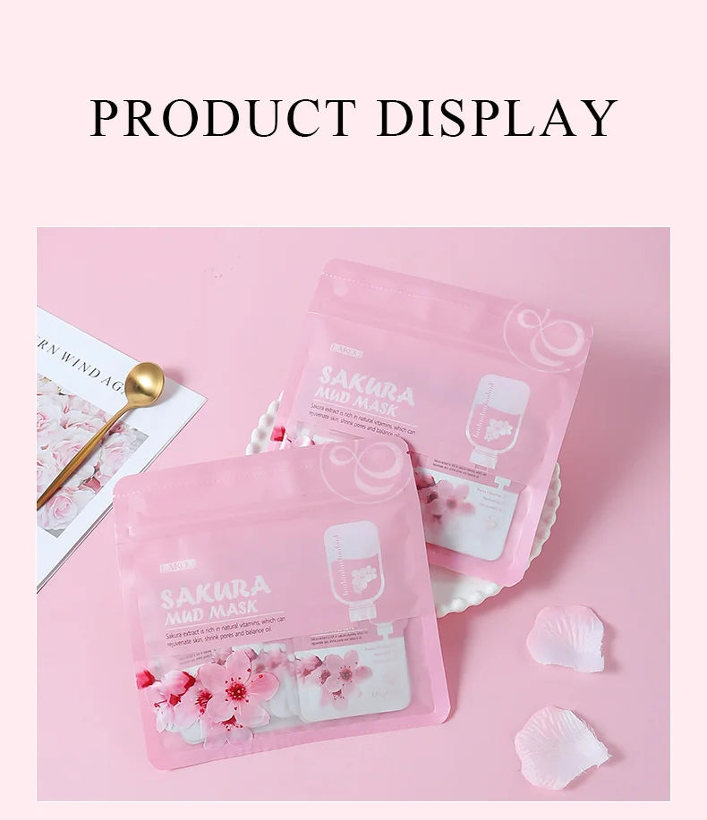 5pcs LAIKOU Japan Sakura Mud Face Mask Anti Wrinkle Night Facial Packs Skin Clean Dark Circle Moisturize Anti-Aging For Facecare