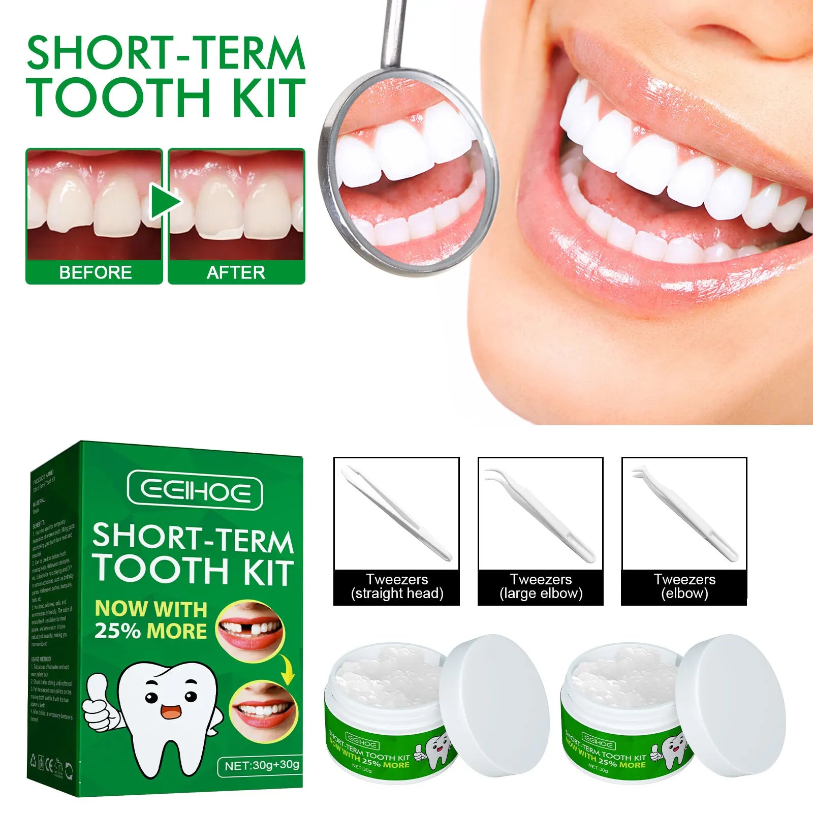 Temporary Tooth Repair Kit Teeth Gaps FalseTeeth Solid Glue Denture Adhesive Teeth Whitening Tooth Beauty Tool for Fix Tooth