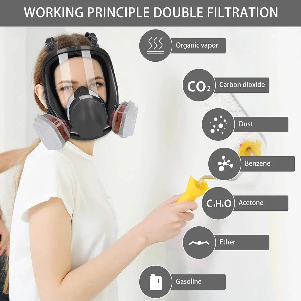 6800 Industrial Painting Spraying Respirator Gas Mask Filter Suits Safety Work Protection Dust Full Face Mask Replace for 3M