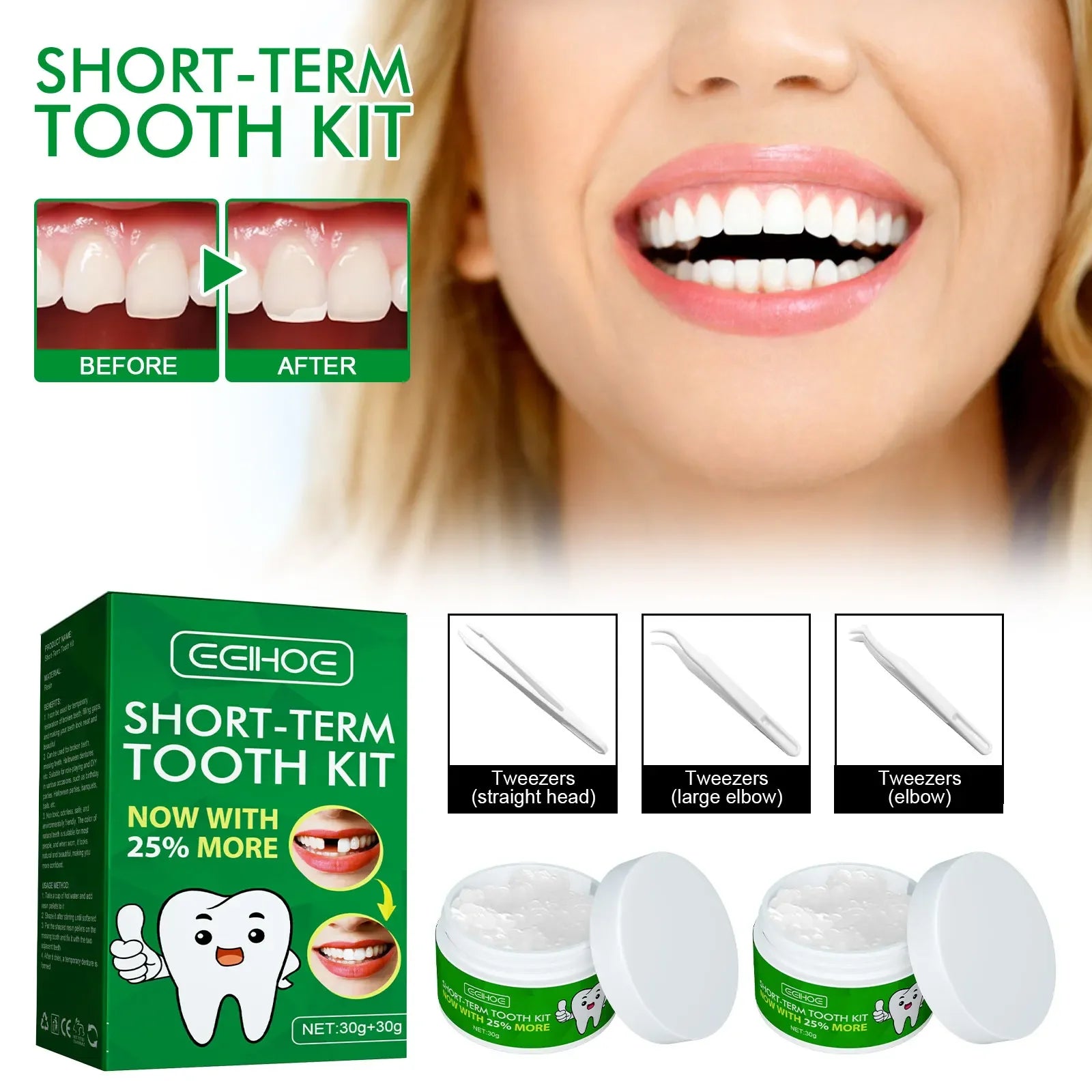 Temporary Tooth Repair Kit Teeth Gaps FalseTeeth Solid Glue Denture Adhesive Teeth Whitening Tooth Beauty Tool for Fix Tooth