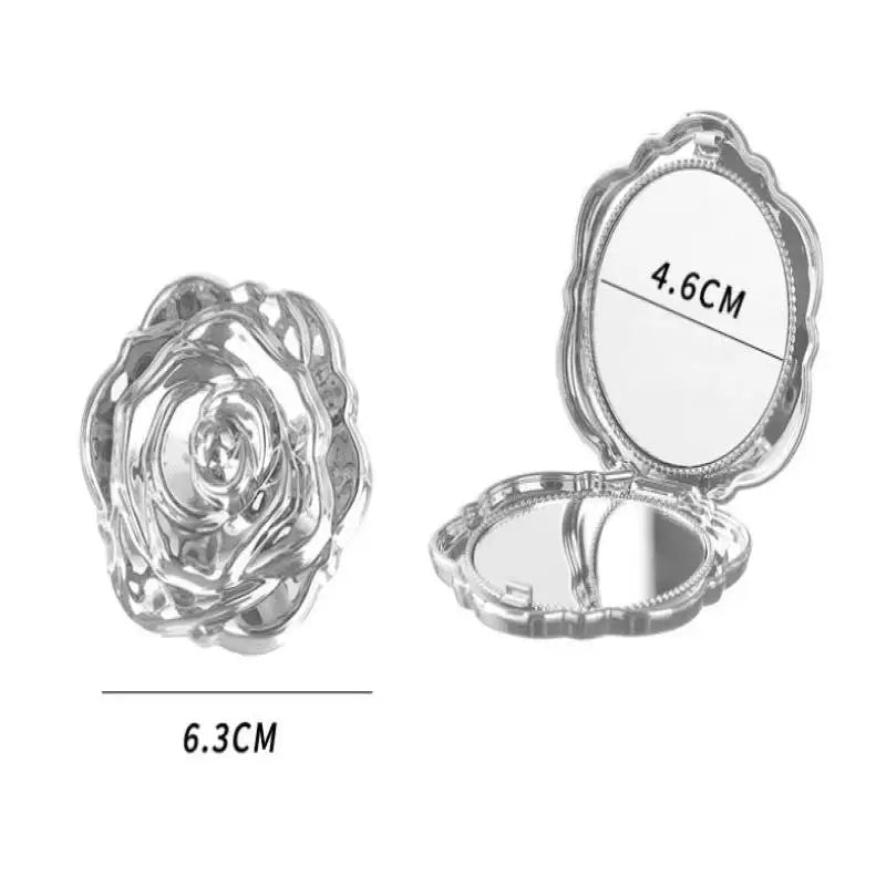 1PCS Portable Retro Rose Flower Mini Mirror Small Pocket Makeup Mirror Double Sided Hand Mirrors Compact Cosmetic Beauty Tool