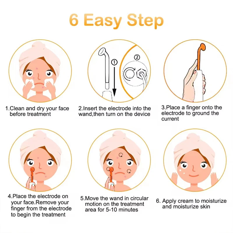 High Frequency Beauty Equipment Skin Acne Scar Removal Wand High Frequency Hair Growth Scalp Care Electrotherapy Machine