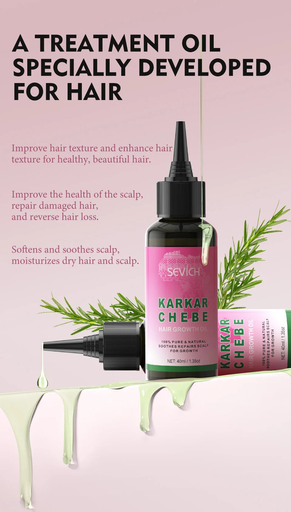 100% Pure Natural Karkar Chebe Oil Batana Butter Hair Growth Oil Rosemary Repair Damaged Hair Treatment Oil Anti-Hair Loss Care