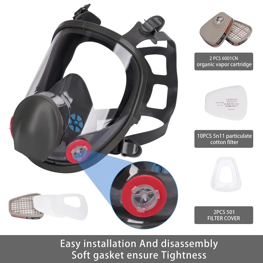 6800 Industrial Painting Spraying Respirator Gas Mask Filter Suits Safety Work Protection Dust Full Face Mask Replace for 3M