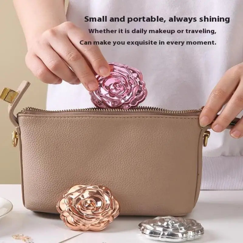 1PCS Portable Retro Rose Flower Mini Mirror Small Pocket Makeup Mirror Double Sided Hand Mirrors Compact Cosmetic Beauty Tool