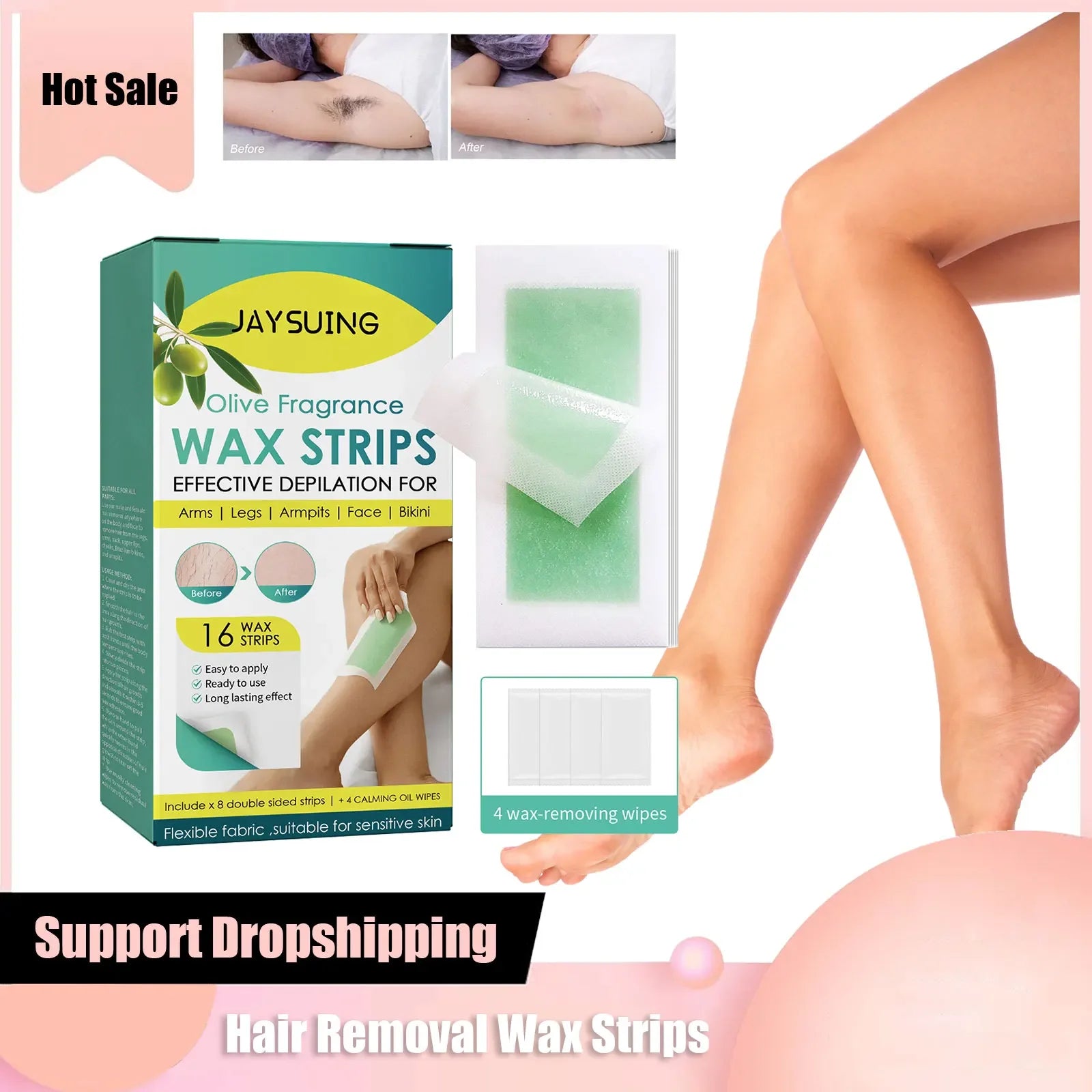 Hair Removal Wax Strips Professional Mild Nonwoven Body Depilation For Face Legs Bikini Underarm Arm Summer Epilator Beauty Tool