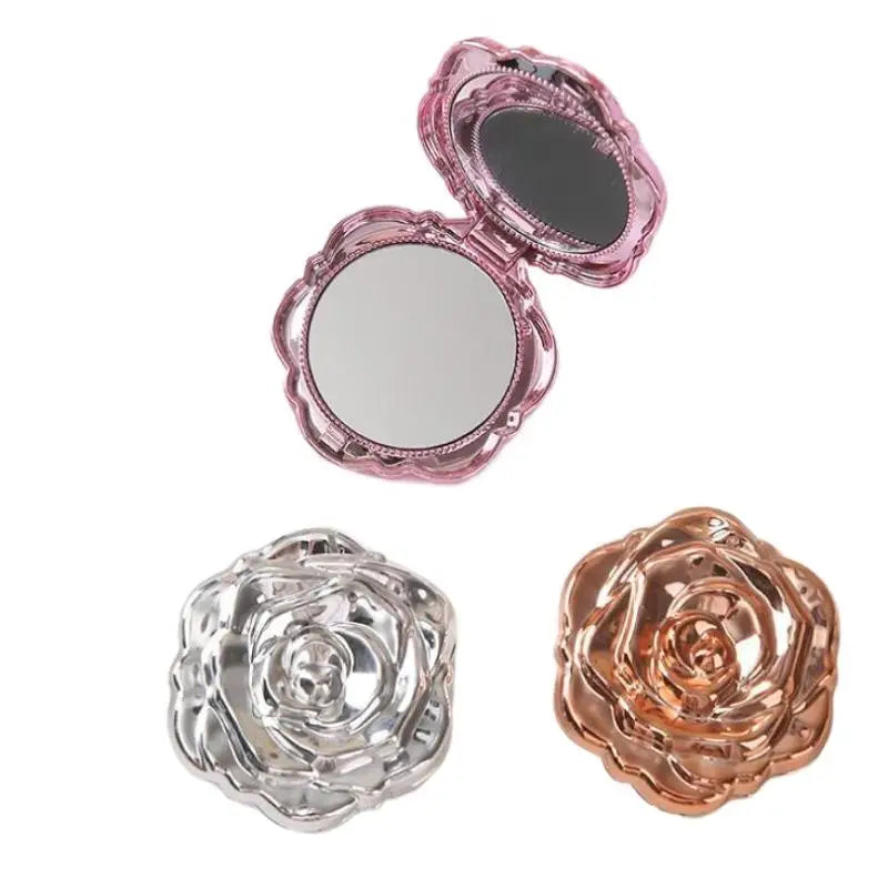 1PCS Portable Retro Rose Flower Mini Mirror Small Pocket Makeup Mirror Double Sided Hand Mirrors Compact Cosmetic Beauty Tool