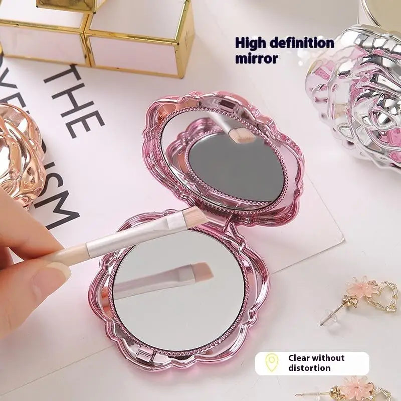 1PCS Portable Retro Rose Flower Mini Mirror Small Pocket Makeup Mirror Double Sided Hand Mirrors Compact Cosmetic Beauty Tool